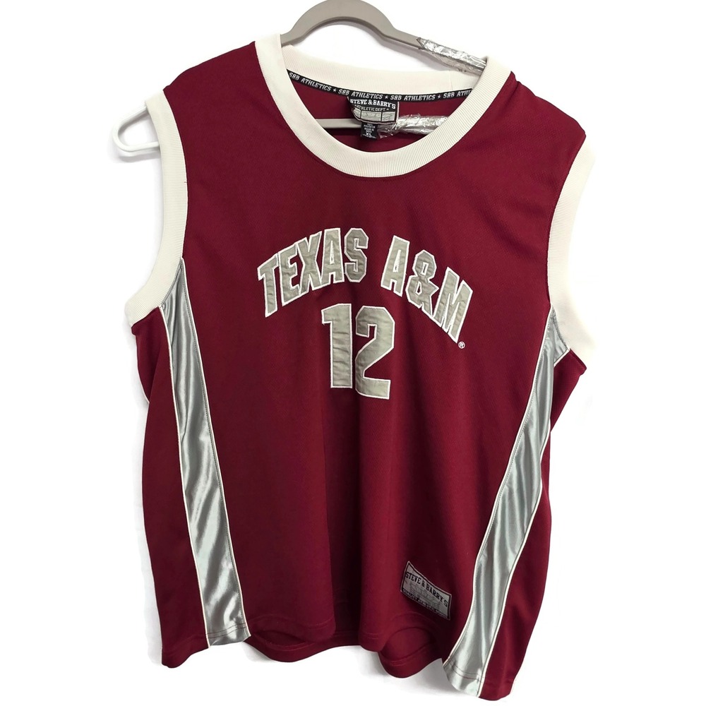 Steve & Barrys Texas A&M Aggies 12 Basketball Jersey Maroon Silver Mens XL